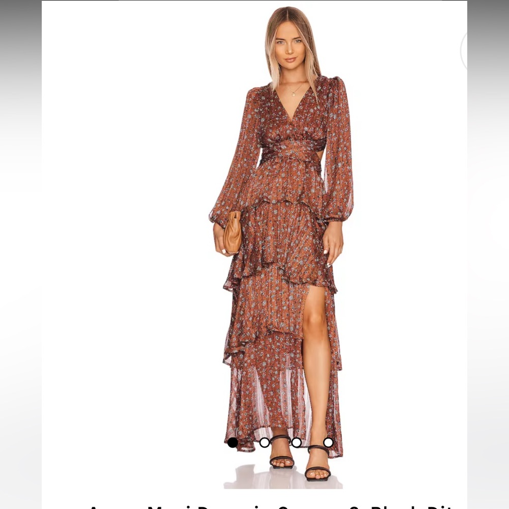 ASTR Anora Maxi Dress Copper Black Ditsy Size Medium. Like new.